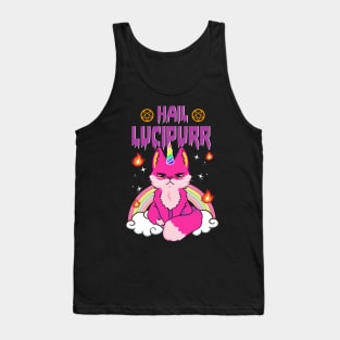 Cute & Funny Satanic Hail Lucipurr Rainbow Emo Cat Tank Top